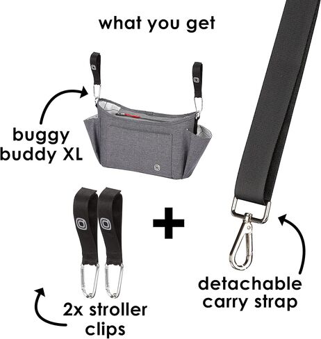 Diono Buggy Buddy Universal Stroller Organizer with Cup Holders, Secure Attachment, Zippered Pockets, Safe & Secure, Black in Saudi Arabia
