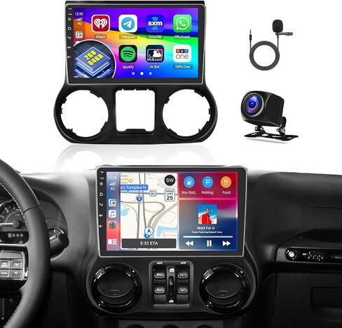 8 Core 4+64GB Android 13 مجموعة راديو ترقية لسيارة Jeep Wrangler 2011-2014 مع Carplay اللاسلكي وAndroid Auto، 10.1 بوصة تعمل باللمس ستيريو استبدال وحدة GPS WiFi 32EQ DSP 59UI كاميرا احتياطية in Saudi Arabia