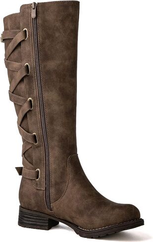 GLOBALWIN Women's Quilted Knee High Fashion Boots Strappy Boots For Women in Kuwait