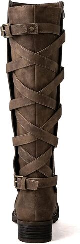 GLOBALWIN Women's Quilted Knee High Fashion Boots Strappy Boots For Women in Kuwait