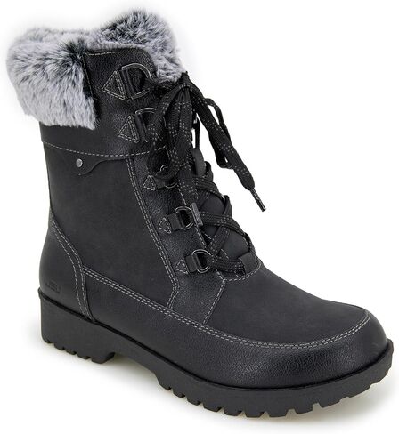 JBU Womens Antonio Round Toe Snow Casual Boots Ankle Low Heel 1-2" - Black in Saudi Arabia