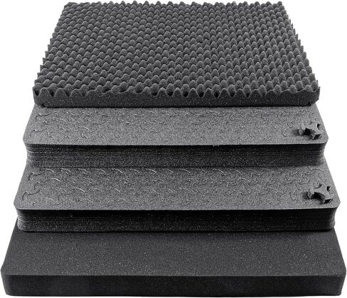 حافظة صلبة مقاس 24 بوصة من Eylar مزودة بحشوة إسفنجية متشابكة XP قابلة لإعادة التشكيل وإعادة الاستخدام، مقاومة للماء والصدمات للمعدات والطائرات بدون طيار والكاميرات (طبقتان من Ragar) (أسود) in Kuwait