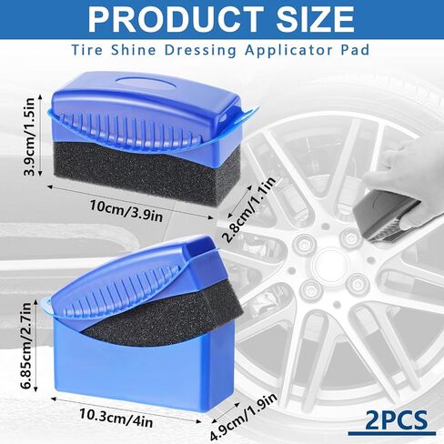 2pcs Tire Shine Applicator, Reusable Tire Dressing Applicator with Lid, Tire Brushes for Cleaning Tires, Auto Wheel Detailing Tire Cleaner Foam Brush for Using to Apply Tire Shine,Tire Wet(Blue) in Saudi Arabia