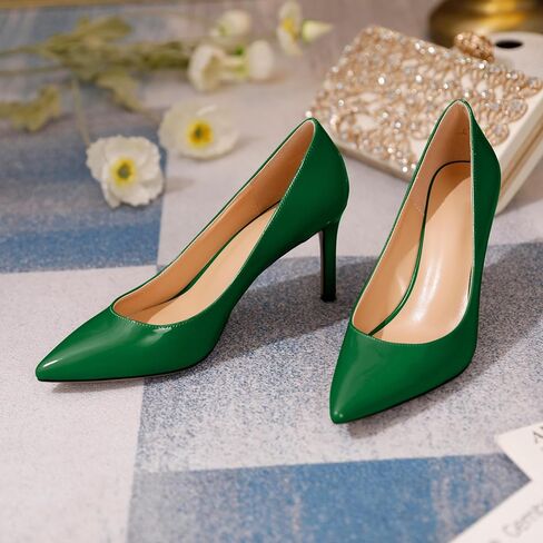 حذاء YODEKS نسائي بكعب عالٍ بمقدمة مدببة سهل الارتداء ومقدمة مغلقة كلاسيكي أنيق مثير بكعب ستيليتو أخضر - 8 M US in Kuwait