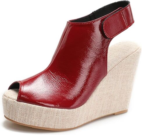 Women's Round Peep Toe Platform Wedge Sandals Espadrille 4.5 Inch High Heel Ankle Strap Slingback Wedges Shoes for Women Comfy Dress Summer Sandals Casual Beach in Saudi Arabia