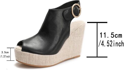 Women's Round Peep Toe Platform Wedge Sandals Espadrille 4.5 Inch High Heel Ankle Strap Slingback Wedges Shoes for Women Comfy Dress Summer Sandals Casual Beach in Saudi Arabia