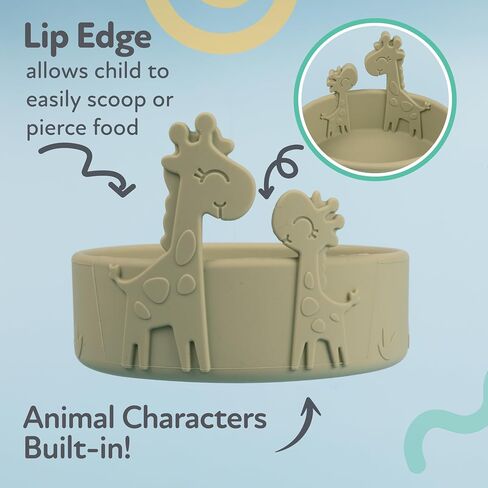 Nuby 100% Silicone Round Bowl, BPA Free, Yellow Giraffe in Kuwait