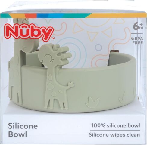 Nuby 100% Silicone Round Bowl, BPA Free, Yellow Giraffe in Kuwait