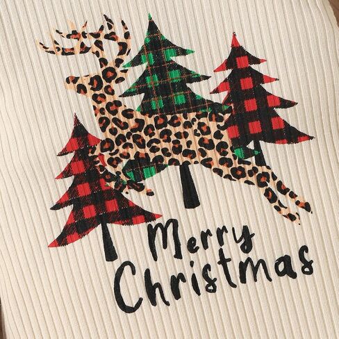 Infant Baby Girl Onesie Romper Clothes Merry Christmas Long Sleeve Jumpsuit Newborn First Christmas One Piece Outfit in Kuwait