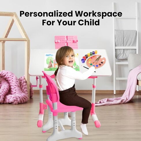 Gorilla Gadgets Kids Table and Chair Set, Height Adjustable Children's Study Desk - for Baby Bedroom, Game Rooms, Night Light Included (DSK-Kids-BLU) in Saudi Arabia