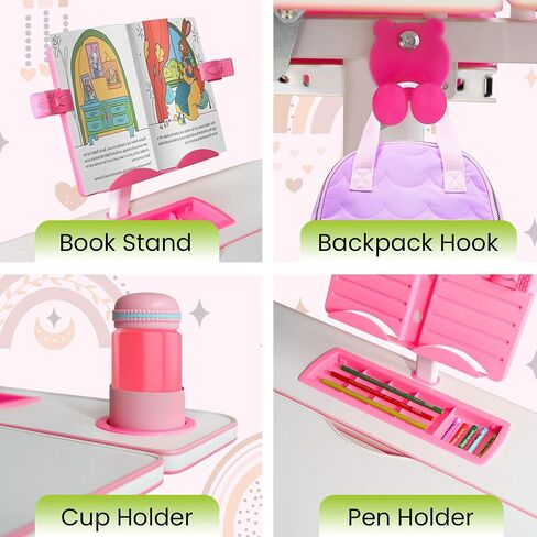 Gorilla Gadgets Kids Table and Chair Set, Height Adjustable Children's Study Desk - for Baby Bedroom, Game Rooms, Night Light Included (DSK-Kids-BLU) in Saudi Arabia
