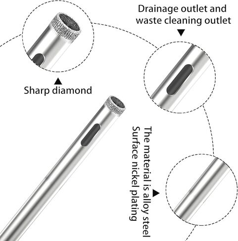 Aopin Diamond Drill Bits Core Drill Bits Hole Saw Kit 6mm(1/4inch) for Glass, Ceramics, Porcelain, Marble, Carbon Steel, 12Pcs in Saudi Arabia