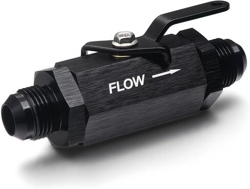 6AN Male Flare Inline Fuel Shut Off Valve with Cable Lever Aluminum Black in Saudi Arabia