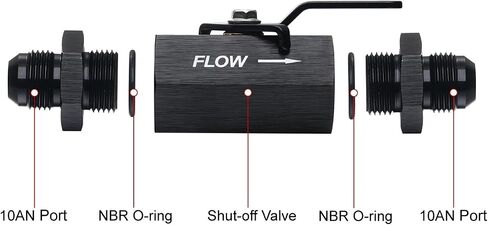 6AN Male Flare Inline Fuel Shut Off Valve with Cable Lever Aluminum Black in Saudi Arabia