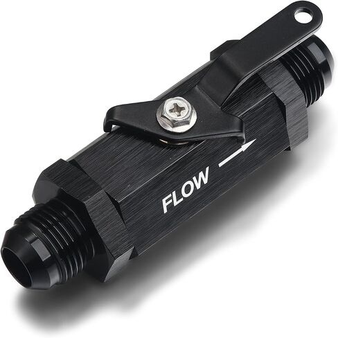 6AN Male Flare Inline Fuel Shut Off Valve with Cable Lever Aluminum Black in Saudi Arabia