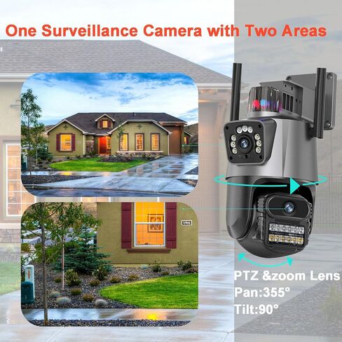 Surveillance Cameras for Home Security 4K Dual Lens Security Camera Outdoor Cam with Auto Tracking, Motion Detection, IP66, Color Night Vision, 2-Ways Audio，Wireless PTZ Outdoor Cameras in Saudi Arabia