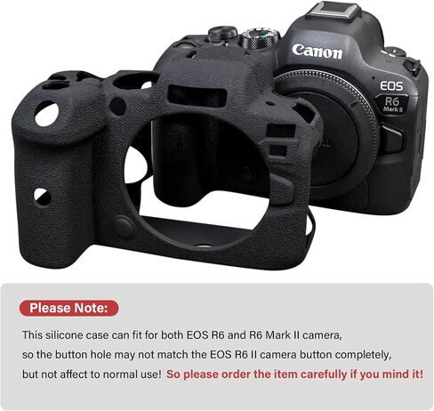 MUZIRI KINOKOO EOS R6/R6 II Case, Protective Case Compatible for Canon EOS R6/ EOS R6 II/EOS R6 Mark II Camera - Soft Silicone Cover Camera Case - Black in Saudi Arabia