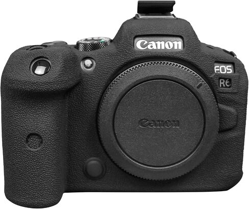 MUZIRI KINOKOO EOS R6/R6 II Case, Protective Case Compatible for Canon EOS R6/ EOS R6 II/EOS R6 Mark II Camera - Soft Silicone Cover Camera Case - Black in Saudi Arabia