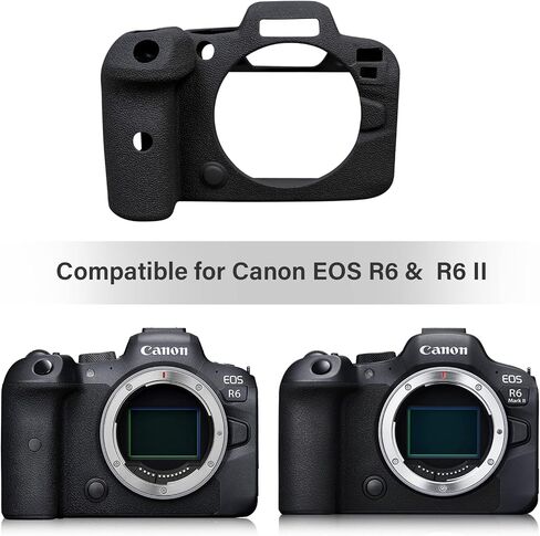 MUZIRI KINOKOO EOS R6/R6 II Case, Protective Case Compatible for Canon EOS R6/ EOS R6 II/EOS R6 Mark II Camera - Soft Silicone Cover Camera Case - Black in Saudi Arabia