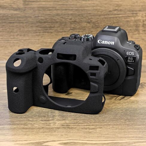MUZIRI KINOKOO EOS R6/R6 II Case, Protective Case Compatible for Canon EOS R6/ EOS R6 II/EOS R6 Mark II Camera - Soft Silicone Cover Camera Case - Black in Saudi Arabia
