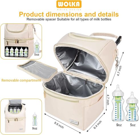 Breastmilk Cooler Bag - Cooler Bag for Nursing Moms Multi-Function, Insulated Baby Bottle Cooler Tote Bag with Double Compartments - Fits 6 Baby Bottles Up to 9 Ounce - Cool Gray in Kuwait
