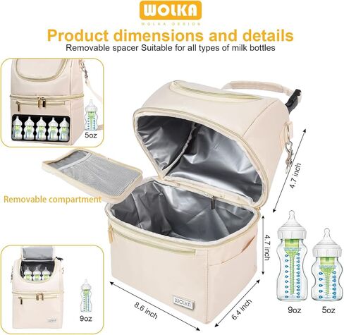 Breastmilk Cooler Bag - Cooler Bag for Nursing Moms Multi-Function, Insulated Baby Bottle Cooler Tote Bag with Double Compartments - Fits 6 Baby Bottles Up to 9 Ounce - Cool Gray in Kuwait