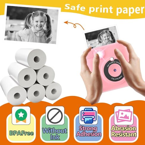 JOYTRIP Kids instant print camera paper 6 roll，printer paper,HD printing Thermal Print Paper Set for Most Kids Instant Camera (colra) in Kuwait
