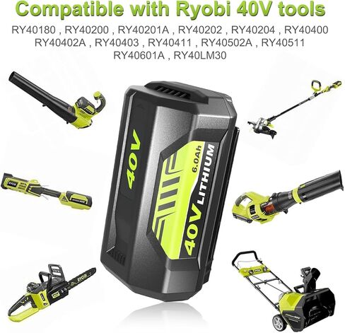 6.0Ah OP4060A بديل لبطارية Ryobi 40V ليثيوم متوافقة مع بطارية Ryobi 40 فولت OP4015 OP4040 OP4026A OP40201 OP4050A OP4015 OP40261 OP4030 OP40401 OP4060 أدوات كهربائية لاسلكية (أخضر) in Kuwait