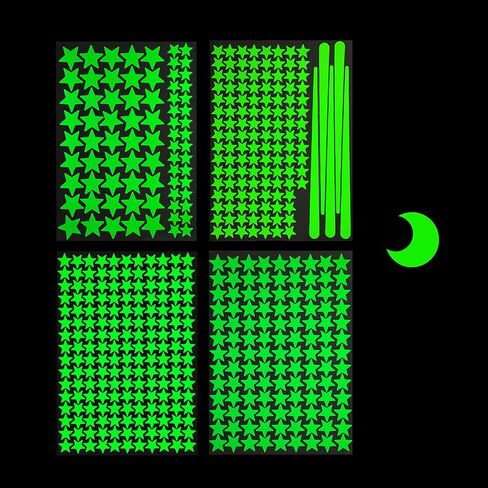 Glow in The Dark Stars for Ceiling Stickers, Glowing Moon and Shooting Stars Wall Decals for Kids Bedroom Living Room Nursery 500Pcs Luminous Adhesive Stars Decors for Birthday Gift Party Supplies in Saudi Arabia