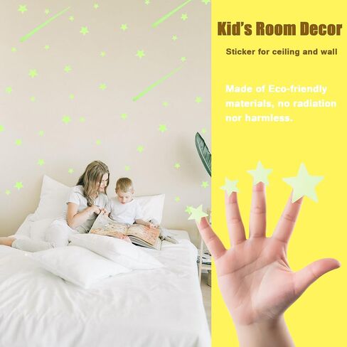 Glow in The Dark Stars for Ceiling Stickers, Glowing Moon and Shooting Stars Wall Decals for Kids Bedroom Living Room Nursery 500Pcs Luminous Adhesive Stars Decors for Birthday Gift Party Supplies in Saudi Arabia