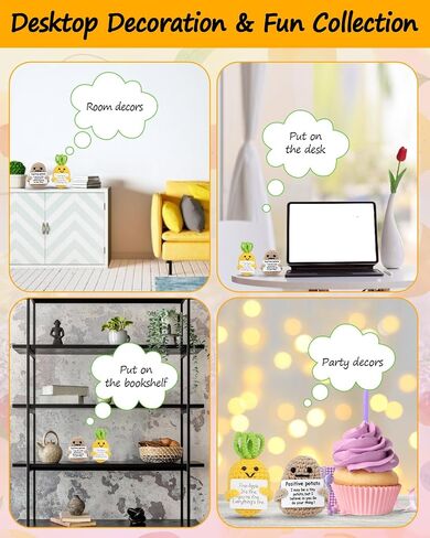 2PCS Positive Potato Sunflower Gifts for Friend - Birthday Graduation Women Wife Mother Sister Emotional Support - Cute Funny Positive Potato Crochet Doll Home Desk Decor in Saudi Arabia