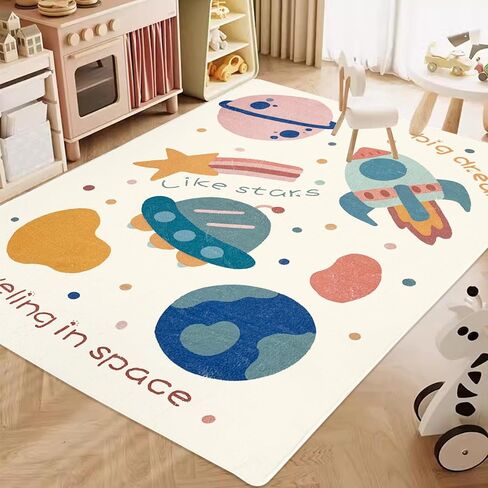 ABREEZE Large Play Mat, Faux Wool Kids Play Area Rugs 5' x 6.6' Kids Nursery Door Mat Soft Plush Non-Slip Childrens Carpet for Bedroom Living Room Kids Playroom，Space in Kuwait