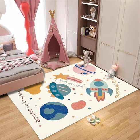 ABREEZE Large Play Mat, Faux Wool Kids Play Area Rugs 5' x 6.6' Kids Nursery Door Mat Soft Plush Non-Slip Childrens Carpet for Bedroom Living Room Kids Playroom，Space in Kuwait