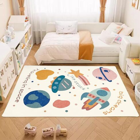 ABREEZE Large Play Mat, Faux Wool Kids Play Area Rugs 5' x 6.6' Kids Nursery Door Mat Soft Plush Non-Slip Childrens Carpet for Bedroom Living Room Kids Playroom，Space in Kuwait