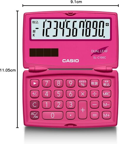 Casio SL-C100C-RD-N Colorful Calculator, Vivid Pink, 10 Digit Folding Notebook Type in Saudi Arabia