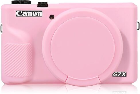 حافظة لكاميرا Canon Powershot G7X Mark III الرقمية، حافظة حماية من السيليكون الناعم وخفيفة الوزن للغاية مع غطاء عدسة قابل للإزالة لكاميرا Canon Powershot G7 X Mark III DSLR، وردي in Saudi Arabia