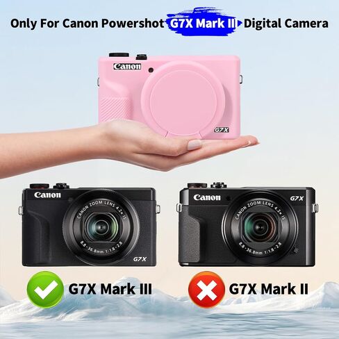 حافظة لكاميرا Canon Powershot G7X Mark III الرقمية، حافظة حماية من السيليكون الناعم وخفيفة الوزن للغاية مع غطاء عدسة قابل للإزالة لكاميرا Canon Powershot G7 X Mark III DSLR، وردي in Saudi Arabia
