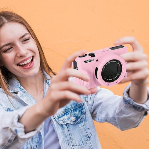 حافظة لكاميرا Canon Powershot G7X Mark III الرقمية، حافظة حماية من السيليكون الناعم وخفيفة الوزن للغاية مع غطاء عدسة قابل للإزالة لكاميرا Canon Powershot G7 X Mark III DSLR، وردي in Saudi Arabia