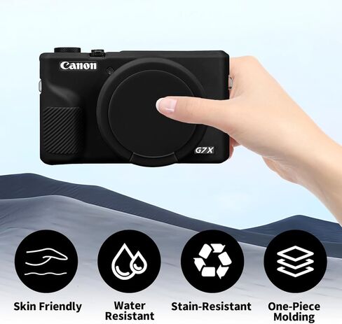 حافظة لكاميرا Canon Powershot G7X Mark III الرقمية، حافظة حماية من السيليكون الناعم وخفيفة الوزن للغاية مع غطاء عدسة قابل للإزالة لكاميرا Canon Powershot G7 X Mark III DSLR، وردي in Kuwait