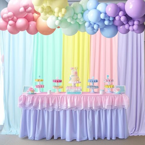 JCJ Pastel Rainbow Backdrop 5 Panels Unicorn Pastel Backdrop Curtains for Girls Bedroom Birthday Party Decoration Classroom 10 * 7FT in Saudi Arabia