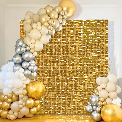 Shimmer Wall Backdrop - Shiny Gold Sequins 24 Panels Glitter Bling Background Decorations 3D Wall Panel for Party Birthday Wedding Engagement Anniversary Baby Shower in Saudi Arabia