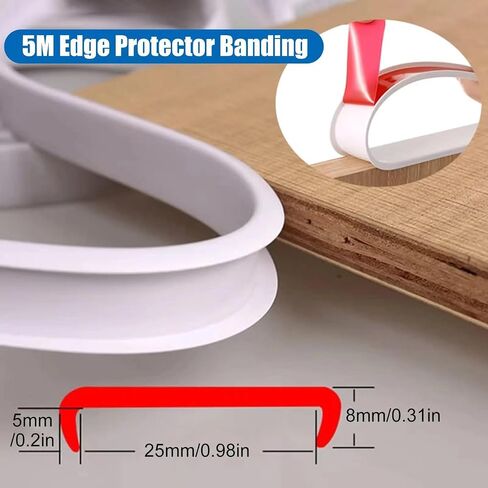 U-Shape Edge Banding, 16.4ft Self Adhesive Plywood Veneer Edge Banding 3/4 TPE Flexible Table Edge Trim Protector for Countertop Cabinet Furniture (20mm, Black) in Saudi Arabia