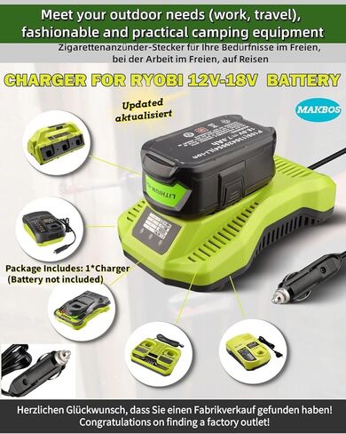 P117 Charger for Ryobi 18V12V Battery,Mini Fast Car Charger Replacement for Ryobi 18V12V Multi Voltage Rapid Batteries Chargeur,for Ryobi Power Tool Dirll DIY Charger Adapter(Cigarette Lighter Plug) in Kuwait