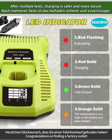 P117 Charger for Ryobi 18V12V Battery,Mini Fast Car Charger Replacement for Ryobi 18V12V Multi Voltage Rapid Batteries Chargeur,for Ryobi Power Tool Dirll DIY Charger Adapter(Cigarette Lighter Plug) in Kuwait