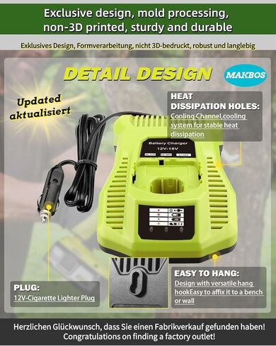 P117 Charger for Ryobi 18V12V Battery,Mini Fast Car Charger Replacement for Ryobi 18V12V Multi Voltage Rapid Batteries Chargeur,for Ryobi Power Tool Dirll DIY Charger Adapter(Cigarette Lighter Plug) in Kuwait