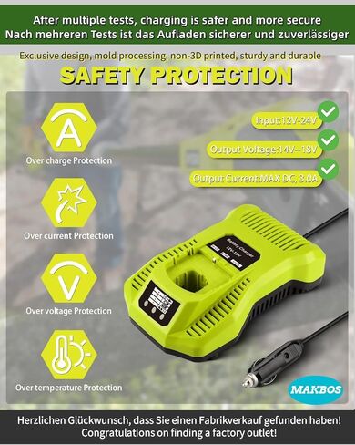 P117 Charger for Ryobi 18V12V Battery,Mini Fast Car Charger Replacement for Ryobi 18V12V Multi Voltage Rapid Batteries Chargeur,for Ryobi Power Tool Dirll DIY Charger Adapter(Cigarette Lighter Plug) in Kuwait