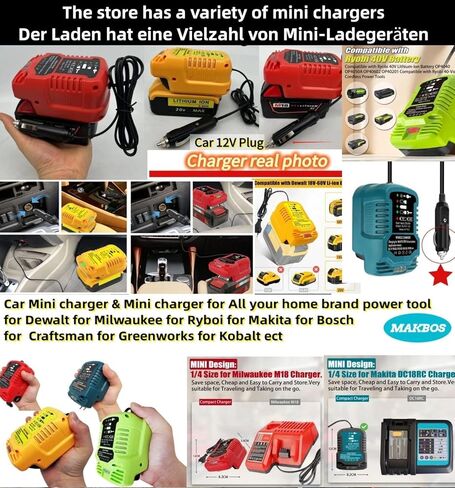 P117 Charger for Ryobi 18V12V Battery,Mini Fast Car Charger Replacement for Ryobi 18V12V Multi Voltage Rapid Batteries Chargeur,for Ryobi Power Tool Dirll DIY Charger Adapter(Cigarette Lighter Plug) in Kuwait