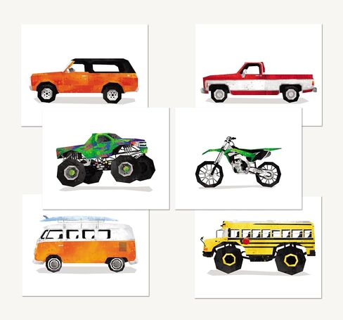Boys Room Decor - Set of 6 Posters // Dump Truck Firetruck Tractor Car Carrier Timber Garbage Prints // Boy Bedroom Transportation Wall Art // Boy Nursery Prints // For Toddlers (8x10, Set10) in Saudi Arabia