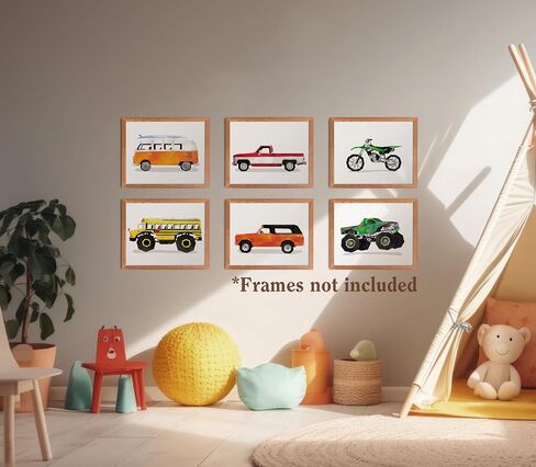 Boys Room Decor - Set of 6 Posters // Dump Truck Firetruck Tractor Car Carrier Timber Garbage Prints // Boy Bedroom Transportation Wall Art // Boy Nursery Prints // For Toddlers (8x10, Set10) in Saudi Arabia