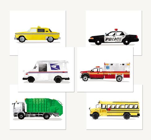 Boys Room Decor - Set of 6 Posters // Dump Truck Firetruck Tractor Car Carrier Timber Garbage Prints // Boy Bedroom Transportation Wall Art // Boy Nursery Prints // For Toddlers (8x10, Set10) in Saudi Arabia